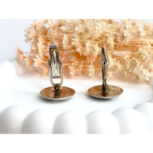 Siam Sterling Taurus Figural Nielloware Enamel Vintage Black Round Cufflinks - Picture 7 of 10